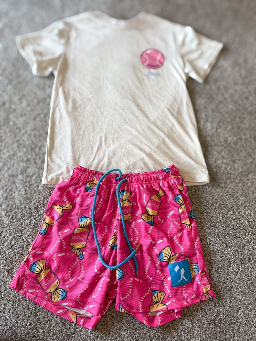 Boys Baseballism Pink bubblegum shorts Set - YS